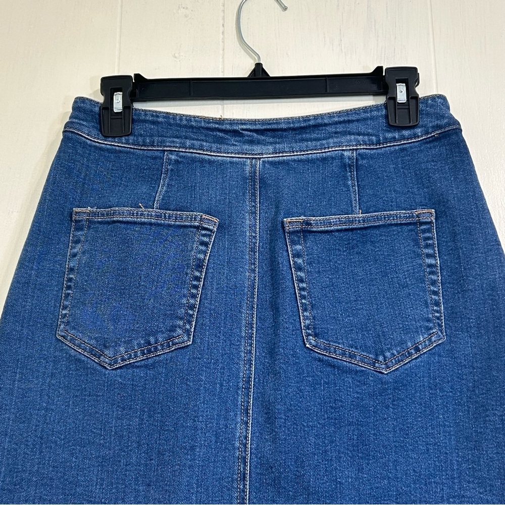 LOFT Loft Casual Y2K Streetwear Button Down Blue Denim Jeans Mini Skirt Size 2. - Picture 6 of 11